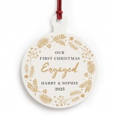 Personalised Our First Christmas Engaged Christmas Tree Bauble