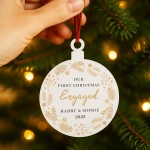 Personalised Our First Christmas Engaged Christmas Tree Bauble Personalised Our First Christmas Engaged Christmas Tree Bauble