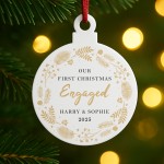 Personalised Our First Christmas Engaged Christmas Tree Bauble Personalised Our First Christmas Engaged Christmas Tree Bauble