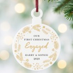 Personalised Our First Christmas Engaged Christmas Tree Bauble Personalised Our First Christmas Engaged Christmas Tree Bauble