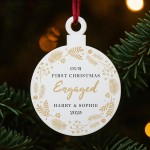 Personalised Our First Christmas Engaged Christmas Tree Bauble Personalised Our First Christmas Engaged Christmas Tree Bauble
