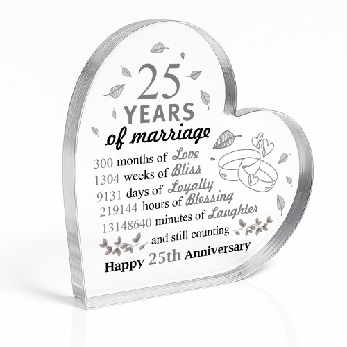 25th Wedding Anniversary Plaque Silver Anniversary Gift For Wife