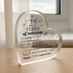 25th Wedding Anniversary Plaque Silver Anniversary Gift For Wife