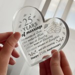 25th Wedding Anniversary Plaque Silver Anniversary Gift For Wife