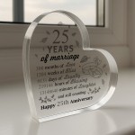 25th Wedding Anniversary Plaque Silver Anniversary Gift For Wife