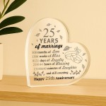 25th Wedding Anniversary Plaque Silver Anniversary Gift For Wife