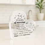 25th Wedding Anniversary Plaque Silver Anniversary Gift For Wife