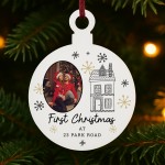 Personalised Happy First Christmas In New Home Christmas Bauble Personalised Happy First Christmas In New Home Christmas Bauble