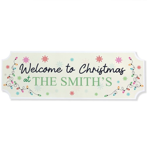 Personalised Christmas at the 'Surname' Plaque Christmas Decor
