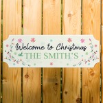 Personalised Christmas at the 'Surname' Plaque Christmas Decor