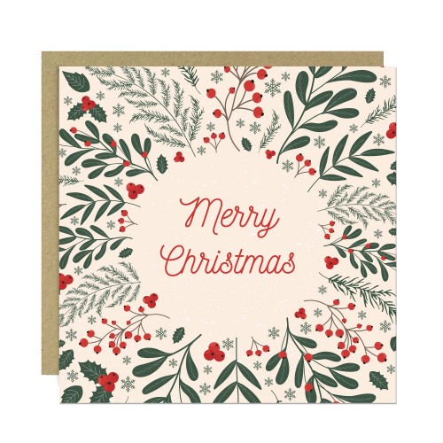 Christmas Greetings Card For Friends and Family Floral Card