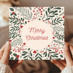 Christmas Greetings Card For Friends and Family Floral Card