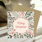 Christmas Greetings Card For Friends and Family Floral Card