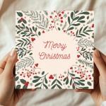Christmas Greetings Card For Friends and Family Floral Card