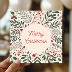 Christmas Greetings Card For Friends and Family Floral Card