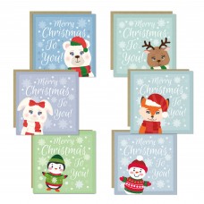 Christmas Cards Multipack of 6 Kids Children 145x145mm Teachers 