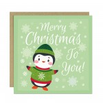 Christmas Card For Children Teacher Cute Penguin Design Xmas 