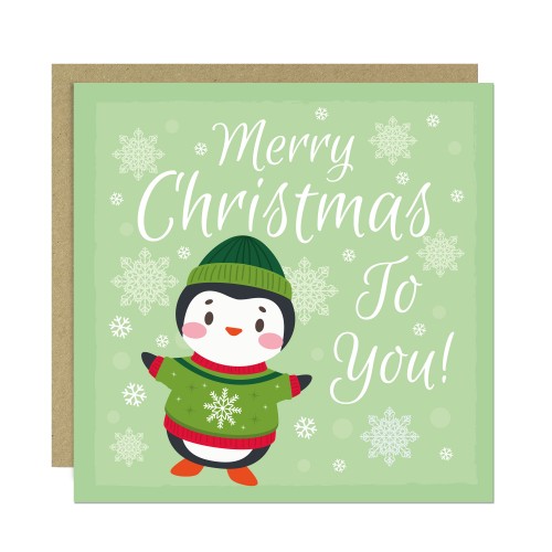 Christmas Card For Children Teacher Cute Penguin Design Xmas 