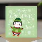 Christmas Card For Children Teacher Cute Penguin Design Xmas 
