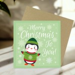 Christmas Card For Children Teacher Cute Penguin Design Xmas 