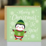 Christmas Card For Children Teacher Cute Penguin Design Xmas 