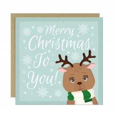 Christmas Card Cute Reindeer For Kids Children School Teachers