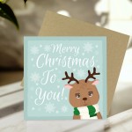Christmas Card Cute Reindeer For Kids Children School Teachers