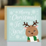 Christmas Card Cute Reindeer For Kids Children School Teachers