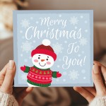 Merry Christmas To You Card For Kids Children Snowman Cute Card