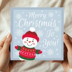 Merry Christmas To You Card For Kids Children Snowman Cute Card