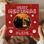 Personalised Photo Christmas Card From The Cat Greetings Card