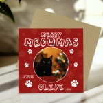 Personalised Photo Christmas Card From The Cat Greetings Card
