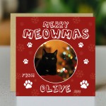 Personalised Photo Christmas Card From The Cat Greetings Card