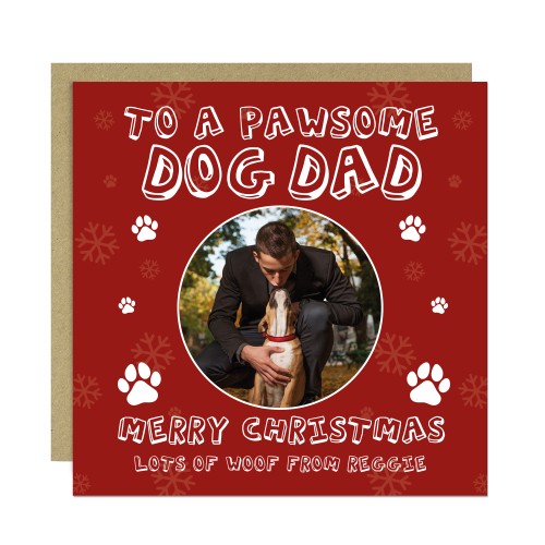 Merry Christmas Card For Pawsome Dog Dad Personalised Photo Card
