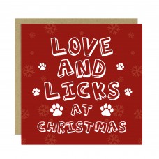 Funny Christmas Card From Dog Puppy LOVE AND LICKS Card For Mum