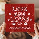 Funny Christmas Card From Dog Puppy LOVE AND LICKS Card For Mum