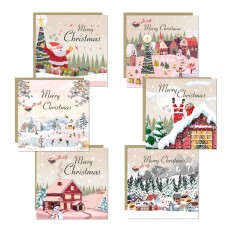Merry Christmas Card Pack of 6 Multipack Xmas Cards For Friends 