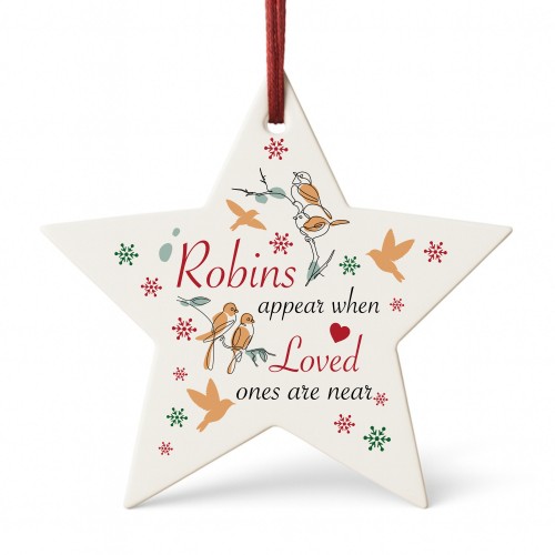 In Memory Memorial Bauble Robin Ornament Plaque Bereavement Gift
