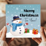 Merry Christmas Snowman Card For Kids Seasons Greetings Xmas