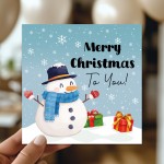 Merry Christmas Snowman Card For Kids Seasons Greetings Xmas