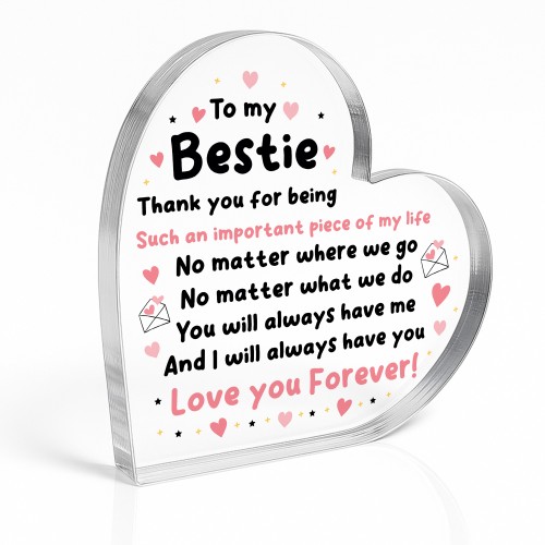 Gifts For Best Friend Bestie Friendship Gift Acrylic Heart Gifts For Best Friend Bestie Friendship Gift Acrylic Heart