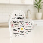 Gifts For Best Friend TO MY BESTIE Friendship Gift Acrylic Heart