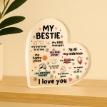 Gift For Best Friend MY BESTIE Acrylic Heart Sister Gift