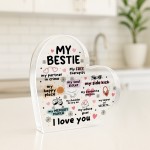 Gift For Best Friend MY BESTIE Acrylic Heart Sister Gift