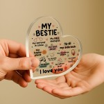 Gift For Best Friend MY BESTIE Acrylic Heart Sister Gift