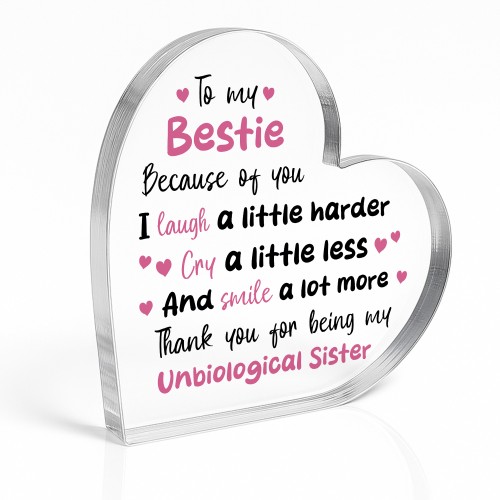 Gift For Best Friend Bestie Acrylic Heart Sister Gift Friendship