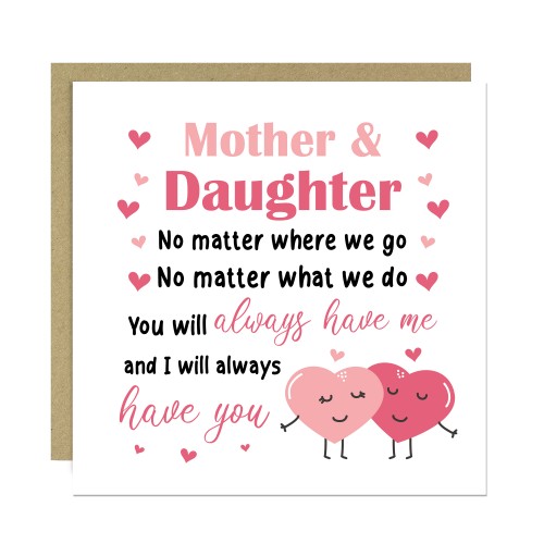 Mother and Daughter Greetings Card For Mum Daughter Cards