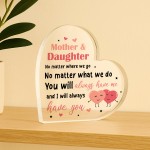 Mother Daughter Plaque Mum Gifts For Birthday Christmas