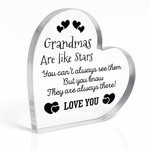 Novelty Gift For Grandma Heart Plaque Grandma Are Like Stars