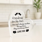 Novelty Gift For Grandma Heart Plaque Grandma Are Like Stars
